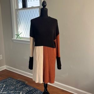 Color Bock Sweater Dress